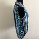 Three Eighty Two  Women's Blue Striped Floral Print Sleeveless Blouse, Size Small Photo 8