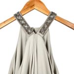 ASOS  Embellished Halter Maxi Gown Keyhole Back Light Gray Size 12 Wedding Guest Photo 4