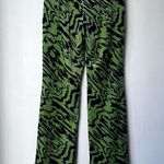 ZARA Green & Blue Swirl Print High Rise Velvet Split Hem Flare Pants S NWT Photo 7