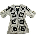 Lauren Moffatt Silk Wool Blend Square Pattern Top Gray Size M Photo 0