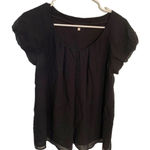 Alfani  Scoop Neck Blouse Black Chiffon Cap Sleeve Photo 0