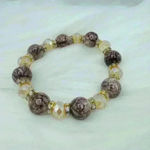 Champagne Brown Glass Beaded Bracelet Tan Photo 1