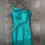 Jovani New!  02136 Metallic Fitted One‎ Shoulder Prom Dress Aqua Green Sz 00 $500 Photo 6