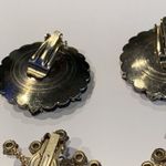 Lot Of 2 Large Statement Vintage Women's Clipon Costume Earrings Rhinestone Gold Photo 5