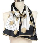 1960s Vera Neumann Polka Dot Silk Scarf Black Cream Gold Mod Long Scarf Vintage Photo 3