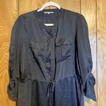 Gerard Darel  Womens Size 42 Gray Printed Button Up Cinched Drawstring Tunic Top Photo 1