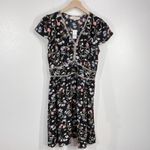 Loft Floral Midi Dress V Neck Short Sleeve Empire Waist Spring Summer Small Photo 1