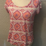 Lucky Brand Printed Crew Neck Short Sleeve Tee S Boho Casual Festival Hippie Photo 0