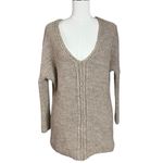 Anthropologie Moth Wool Alpaca Neutral Chunky Knit V Neck Pullover Sweater XS Photo 7