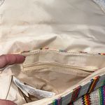 Cambodian woven stripe straw design crossbody beach purse snap shut tassels Orange Photo 3