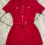 Red Zip Up Romper Size M Photo 0