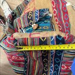 Rice Love Bohemian Patchwork Backpack with Colorful Stripes and Decorative Trims Black Photo 10