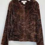 Jones New York  Jacket Women Brown Animal Print Full Zip Long Sleeve - Size L Photo 0