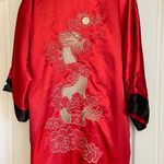Red and Black Embroidered reversible, Kimono Robe. Free size Size L Photo 3