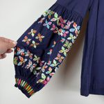 Maeve Anthropologie Sonja Top Women 6 Blue Floral Embroider Balloon Sleeve Boho Photo 4