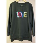 C&C California  Dark Gray LOVE Graphic Sunwashed Crewneck Sweater Photo 5