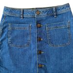 a.n.a  women's 28 (6) blue denim midi button up casual jean skirt Photo 2