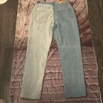 Nasty Gal Two Tone Straight Leg Denim Jeans 6 Color Block Casual Festival Y2K Photo 3