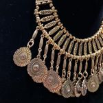 None Boho Gypsy coins necklace in gold tone metal and rhine stones Photo 2