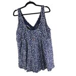 Raisin's  Lucia Swimdress One Piece Swimsuit Tummy Thinner Polka Dot Navy Blue 24W Photo 3