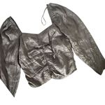 H&M Sweetheart Neckline Puff Sleeve Top Size 10 Dark Romantic Smocked Victorian Photo 5