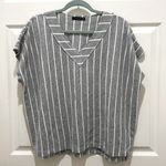 Final Touch  Gray & White Stripes Waffle Knit V-Neck Top Photo 0