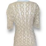 Vintage Inca Boutique Top Tan Open Weave Sheer Vneck Short Sleeve Art To Wear Photo 3