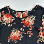 Le lis Black Floral Blouse Top Womens Size Large Pocket Round Neck 3/4 Sleeve Photo 3