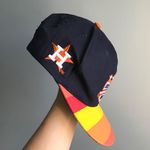 NAVY BLUE/ORANGE STRIPED HUSTON ASTROS SNAPBACK BASEBALL CAP HAT Orange Photo 2