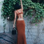 Cult Gaia NWT Serita cutout knit cotton-blend maxi dress in Amber size L large Photo 6