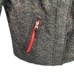We The Free / Free People Black Brown Animal Print Moto‎ Red Zip Jacket Coat Sz 4 Photo 2