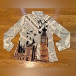 NWOT London Newspaper Print Blouse size L Size L Photo 6
