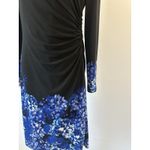 Ralph Lauren Lauren  Sz: 6 Black Blue Floral Side Ruched Stretch Dress  (b24) Photo 2