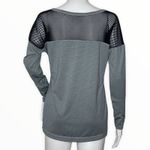Zella Z by  Shirt Womens Small Gray‎ Striped Black Mesh Lounge Workout Athleisure Photo 2