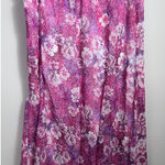 Laura Scott Pink Floral Midi Skirt Womens M/ Medium Elastic Waist Lined Photo 0