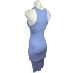ZARA Blue Ribbed Sleeveless Racerback Stretch Knit Mini Bodycon Tank Dress Sz S Photo 2