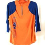 Nba  New York Knicks Womens Top Harwood Classics Throwback 3/4 Slv Orange Blue L Photo 0