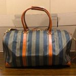 Pequin Pecan Stripe Bandolier Boston Travel Bag with FENDI Shoulder Strap Photo 4
