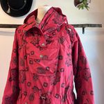 L.L.Bean Water Resistant Printed Pullover Hooded Utility Jacket Size Large Red Photo 1