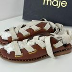 Maje  Fidil Sandal Leather Brown Marron Gladiator Lace Up Boho EU 40 US 8 NEW Photo 2