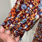 Emma & Michele NWOT  women’s burgundy‎ floral elastic cuff modest knee dress M Photo 1