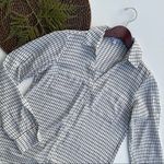 EXPRESS  Womens Shirt White Black Grid Print Portofino Slim Fit Long Sleeve Small Photo 1