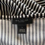 Ann Taylor black and white vertical striped long sleeve pullover stretchy top S Photo 6