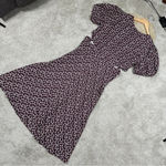 NWT Boden Cut Out Midi Tea Dress Shortsleeve Dark Burgundy Sweet Daisy Size 14R Purple Photo 8