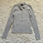 Madewell x Aimee Song Top Shimmer Polo Sweater Ribbed Vapor S NWT New Photo 3