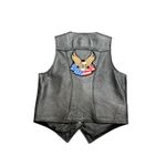 Vintage‎ Leather Gallery Patchwork Betty Boop Biker Vest Black Leather Moto Med Photo 6