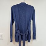 L'Agence  Mica Cardigan Sweater Cotton Blend Cable Knit Waist Tie Oversized Photo 6