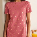 Boden dare you Jersey Short Sleeve Shirt Dress in Pink Gold Print Size 10 R Photo 0