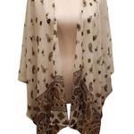 Urban Outfitters  Ecote cream Boho Western White Paisley Kimono Shawl Photo 0
