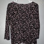 A.I.B. Brown Black Pattern Stretch Top Scoop Neck Long Sleeve Women’s Large Photo 5